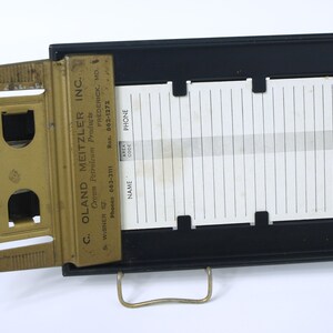 Prancheta vintage para telefone, cartão de visita, bloco de notas, porta-cartões de visita, propaganda de mesa, petróleo, C. Oland Meitzler Inc. Frederick, Maryland