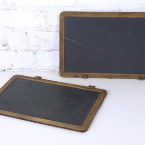 Antique Schoolhouse Student Double Sided Slates, Set of 2 circa 1900&#39;s - One w/ Broken Slate - Each 12&quot; x 8.25&quot; - Good Aged condition
