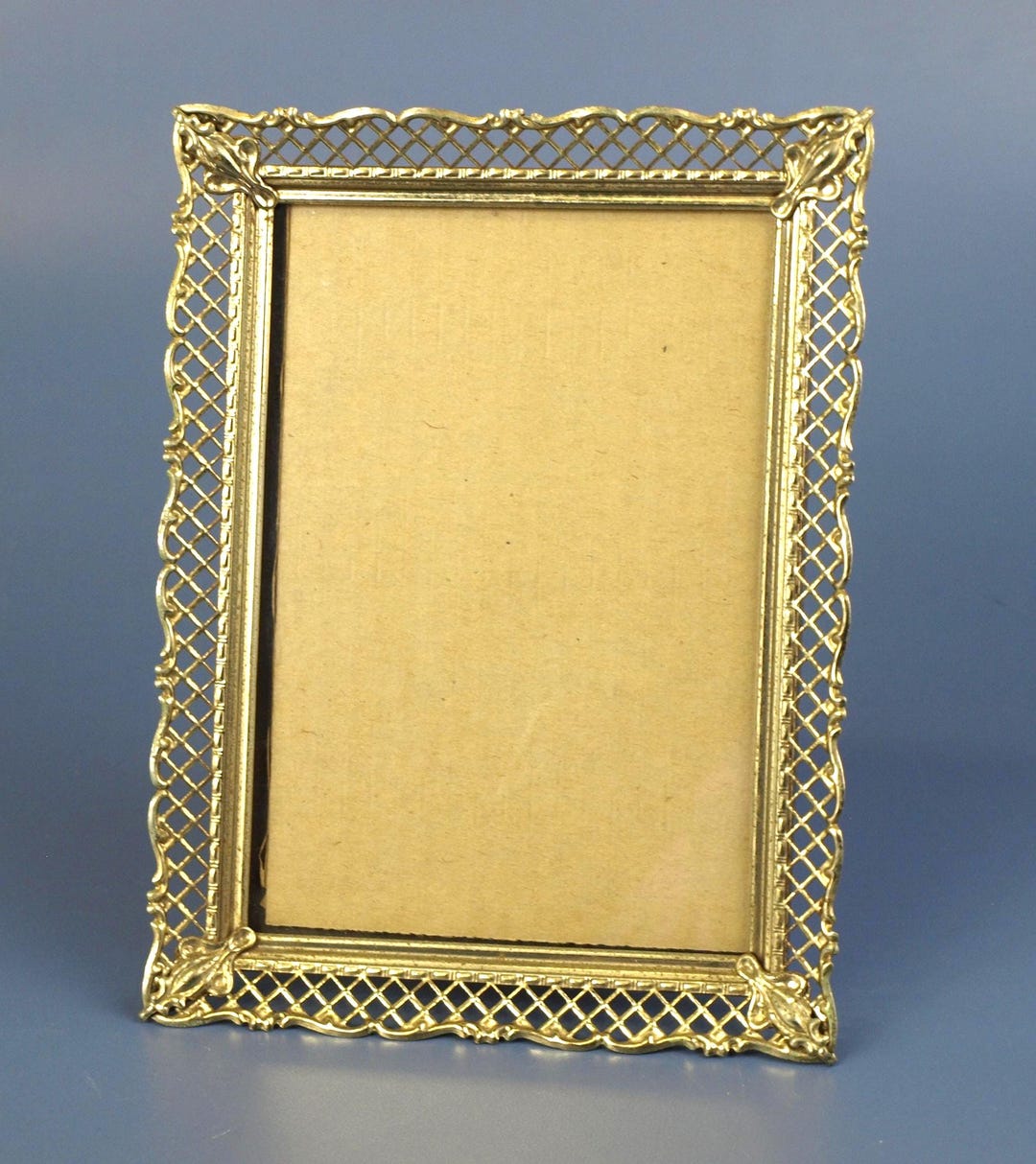 Vintage Gold Finish Open Lace Metal Work Picture Frame for a 5" X 7 ...