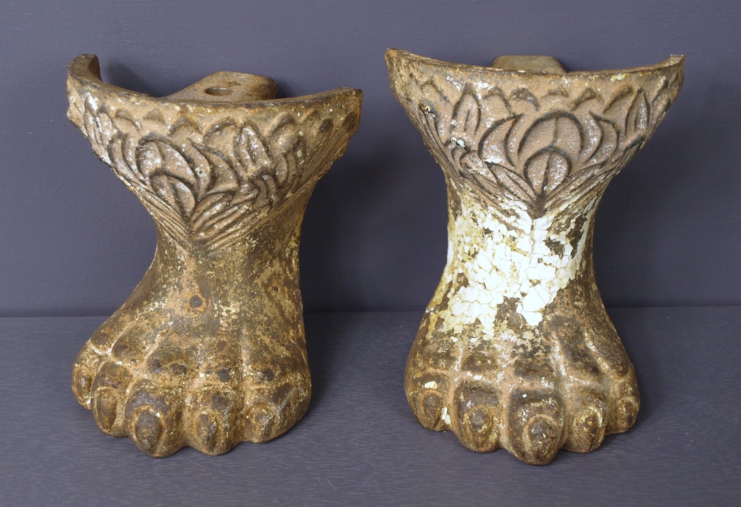 Antique Cast Iron Lions Feet, Circa 1900's Cast Iron Tub Feet, Set of 2