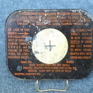 Vintage WWII Field Gear - Emergency Signaling Mirror - 5&quot; x 4&quot; - General Electric Co., Part No. 40653 - Good Condition