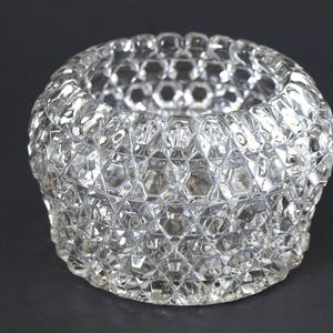 Vintage Brilliant Cut Hexagon Pattern Pressed / Depression Glass 5" Bowl / Candle Holder - Pristine Condition