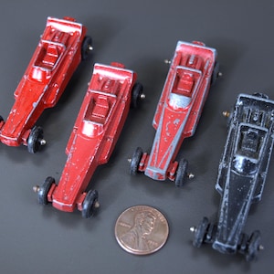 Vintage Tootsie Toys Dragster Diecast Metal Cars, Circa 1960&#39;s - 4 Cars