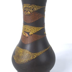 Vintage Art Pottery Brown Earth Wrap Ceramic Footed Vase, Circa 1970's - Retro Decor - 10.75" tall x 5" diameter - Very Good condition