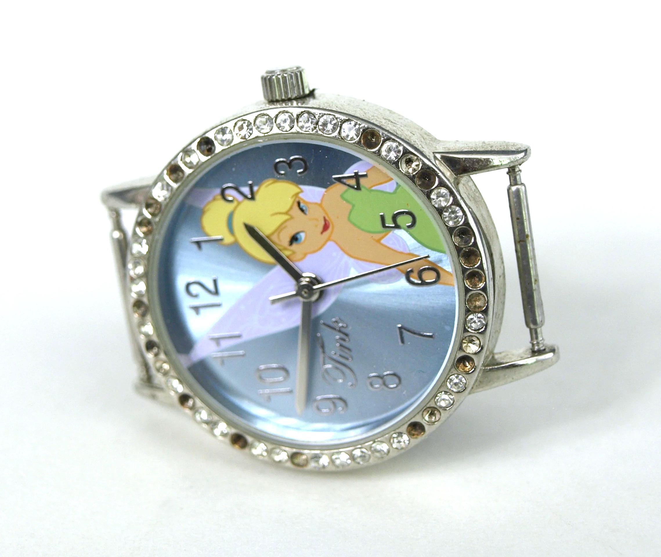 Disney Time Works Tinkerbell Watch Square Silver Dial Teal Leather 85/8437 VX11A Tinkerbell Watch - Etsy main image 4
