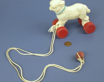 Vintage Mary's Lamb Pull Toy No. 105 by HUBLEY Made From 