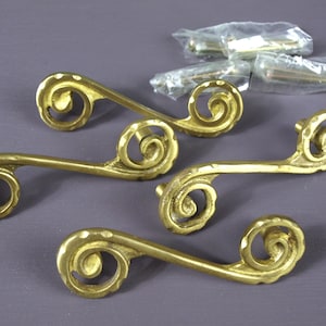 Vintage Knob Hill Drawer or Cabinet Pulls w/ Double Swirl, Gold Satin Finish  - Quantities Available, SOLD INDIVIDUALLY - New, Old Stock
