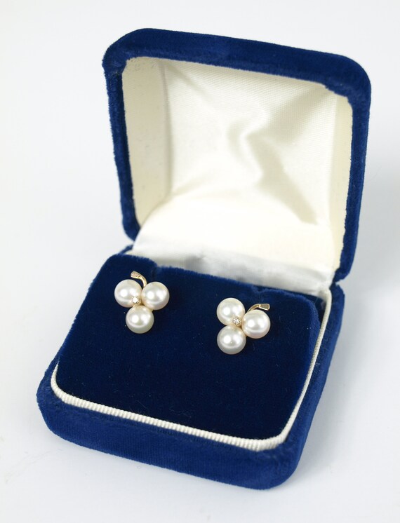 Vintage 14k Yellow Gold 3 Akoya Pearl ( 7mm ) and 