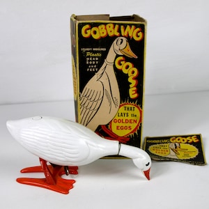 Rare Vintage Marx Toys Gobbling Goose Wind Up Toy with Original Box - Doesn&#39;t Work - Lays Golden Eggs - Made in USA