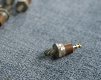 Double Turret Insulated Standoff Terminal with Brown Ceramic Insulator and Hex Base- 21 mm Height - NOS