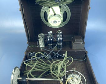 Antique Microphone Set: Gibbs Chicago H317 Mic, Montgomery Ward Sound Equipment Cat. No. G3010 Controls & Utah Radio Prod Co Speaker - Works