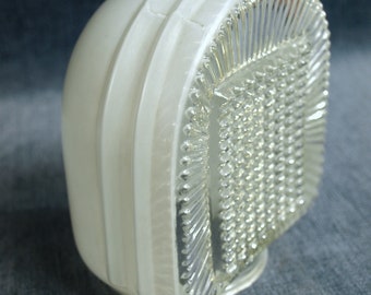 Vintage Mid Century Wall Sconce Glass Light Shade - Shell Style with Waffle Pattern and Frosted White Back - 3.25 diameter fitter opening