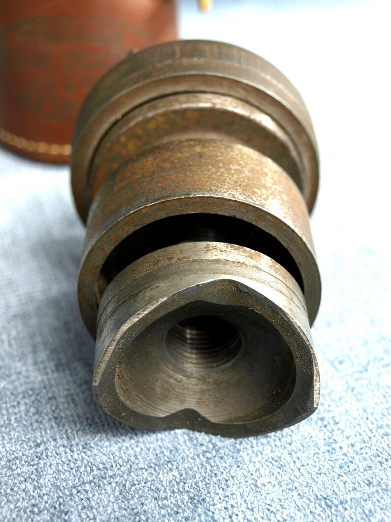 Vintage Greenlee No. 737 Knockout Punch Set for 1.5" & 2" Conduit with Leather Case in Good Condition image 4