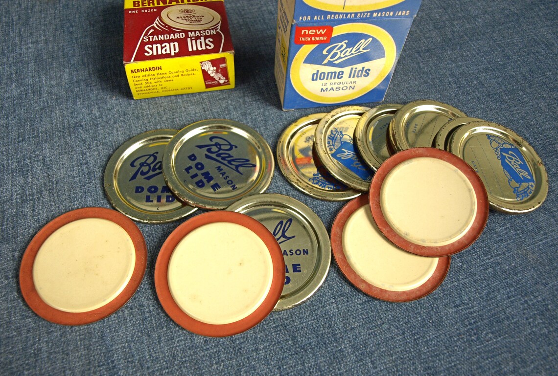 Vintage Ball Mason Jar Dome Lids and Bernardin Boxes / Box Etsy