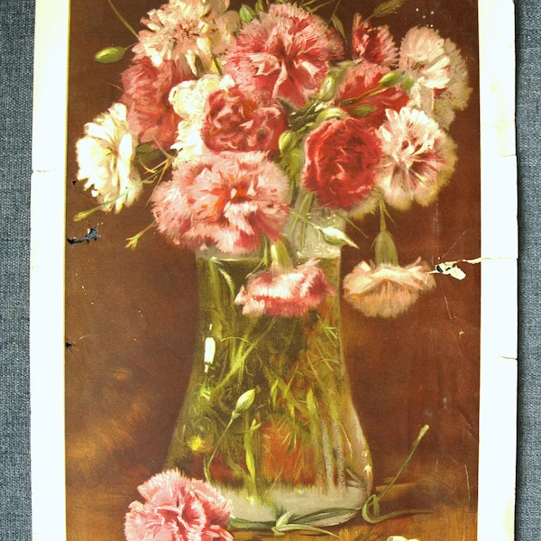 A Study in Pink by Harry Roseland - 1895 Flower Boutique Antique Lithograph Print - published by Amlico / Knapp Co Advertising Poster