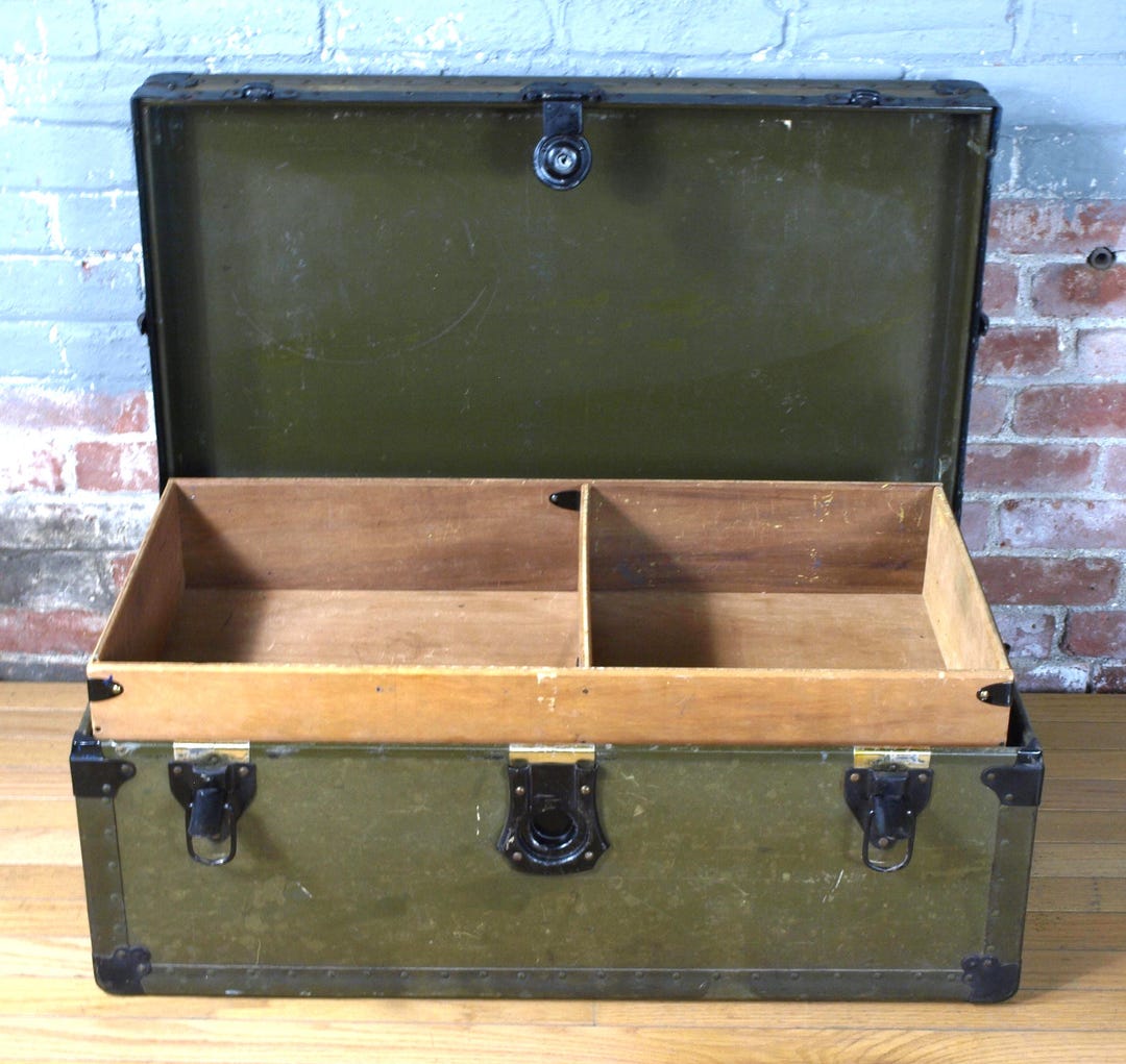 Rare Vintage Genuine National Vulcanized Fiber Travel Trunk in