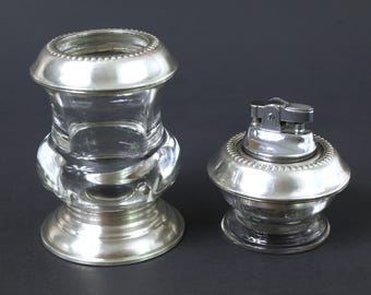 Vintage Frank M. Whiting Sterling Silver and Crystal Cigarette Holder w/ Matching Table Lighter, Circa 1930&#39;s - Exquisite Condition