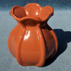 Vintage Inarco Japan Small Orange Stout Vase / Pot - Japanese Porcelain Pottery - Excellent Condition
