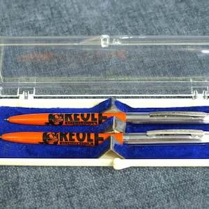Vintage EVERGLIDE Pen & Pencil Set in der Originalverpackung mit Liner - Werbeset für The Creole Refrigeration Company
