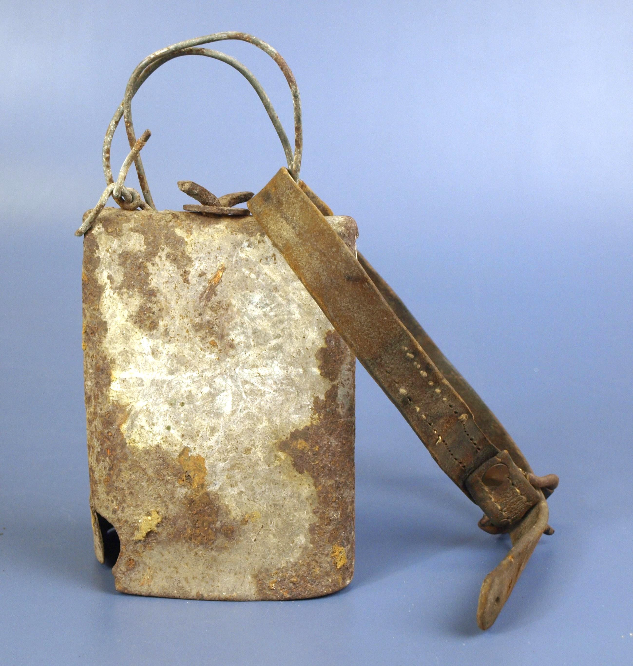 Vintage Rustic Cow Bell With Original Leather Strap (collar) and ...