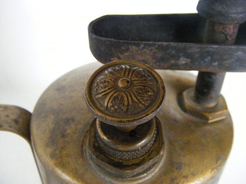 Antique Hand Held Blow Torch w Brass Paint Finish Industrial Etsy