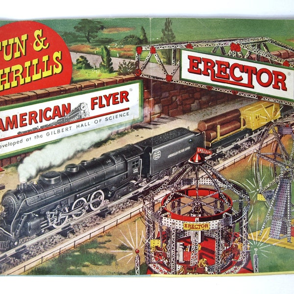 Vintage ORIGINAL 1949 American Flyer Train Sets / Erector Sets  Fun & Thrills Catalog - A.C. Gilbert Co. Advertising - Very Good condition