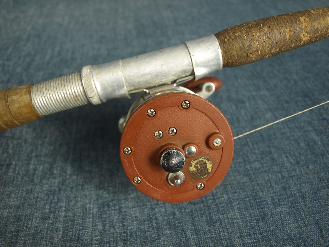 Vintage Fiberglass Fishing Rod With Wood Cork and Aluminum Etsy