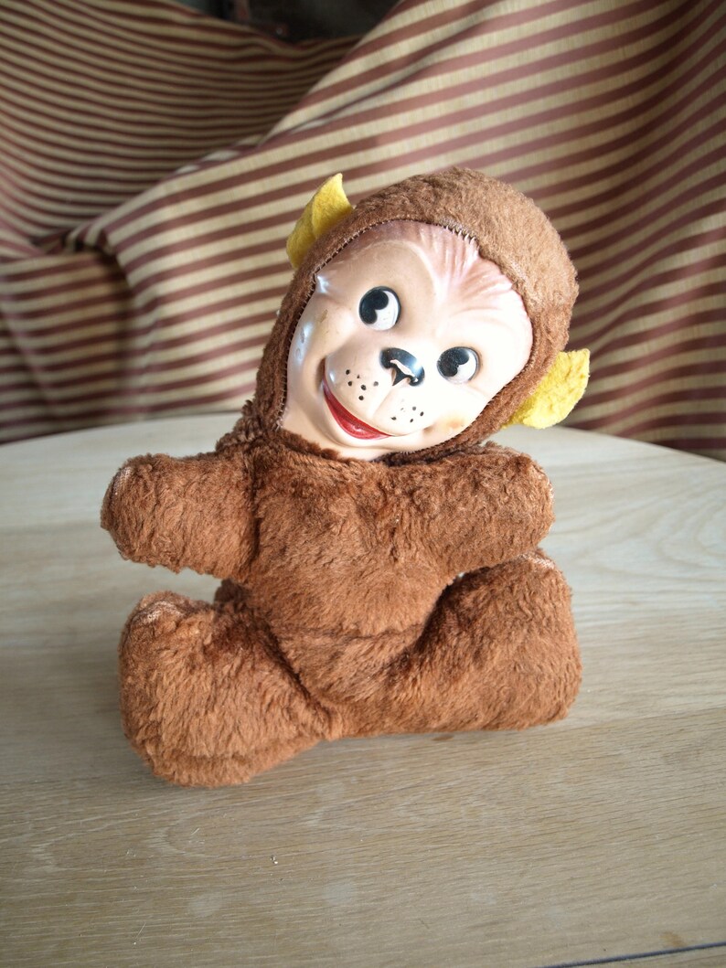 vintage stuffed monkey with rubber face