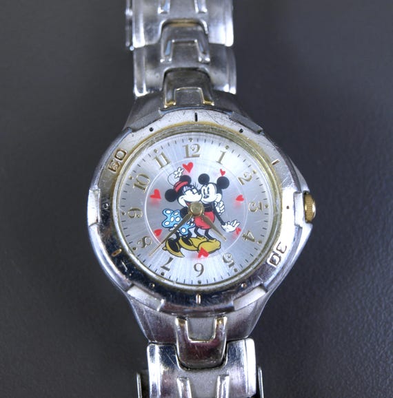 ヴィンテージ ディズニー ミッキー＆ミニー ラブ クォーツ腕時計