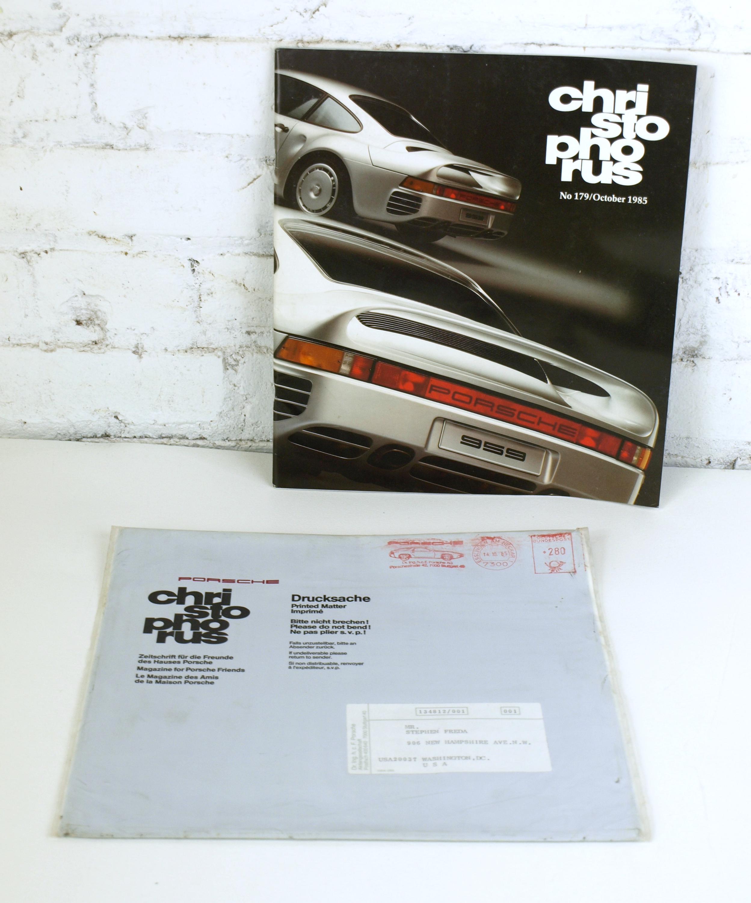 Christophorus Porsche Magazine, English Edition No 179 October 1985 - Printed in Germany, Dr. Ing. j. c. F. Porsche Aktiengesellscjaft - NF