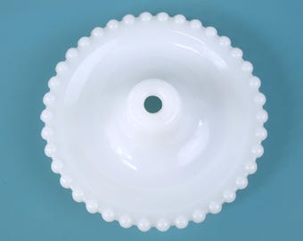 Vintage White Milk Glass 3-Footed Lamp Base | 6" Beaded Edge Saucer Replacement Part