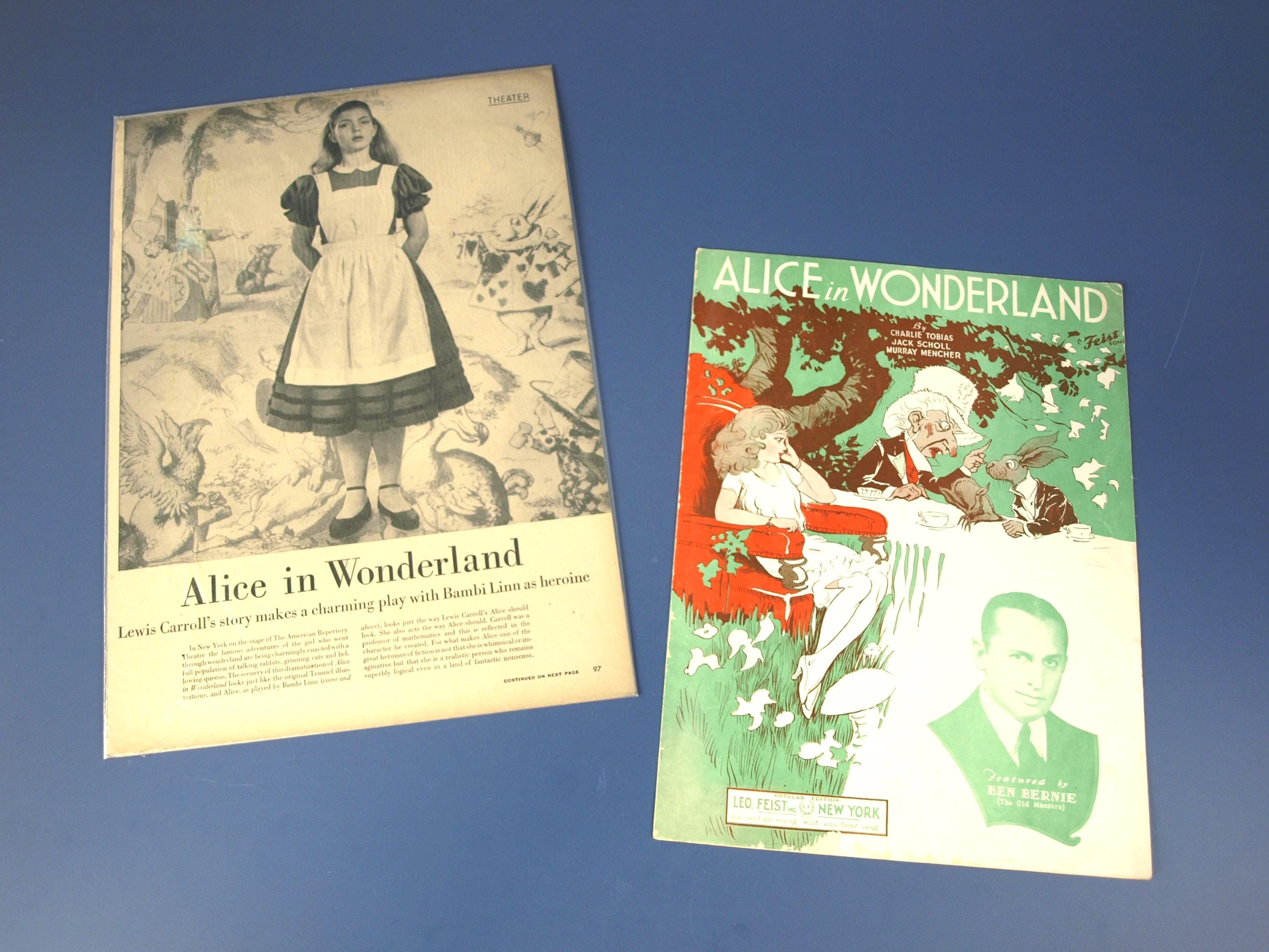 Vintage Alice in Wonderland Sheet Music 1933 Ben Bernie & Life