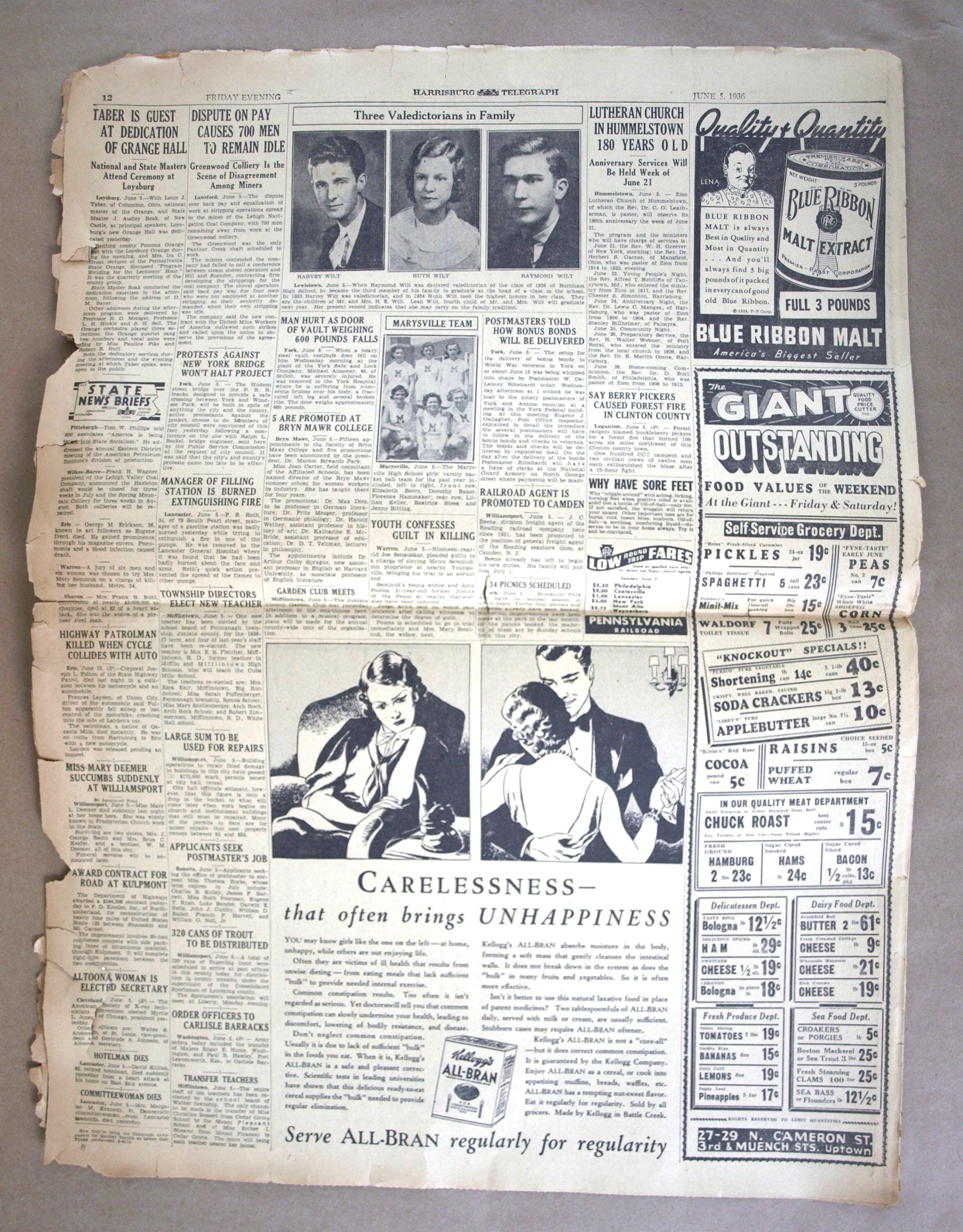 Vintage WWII Newspaper 