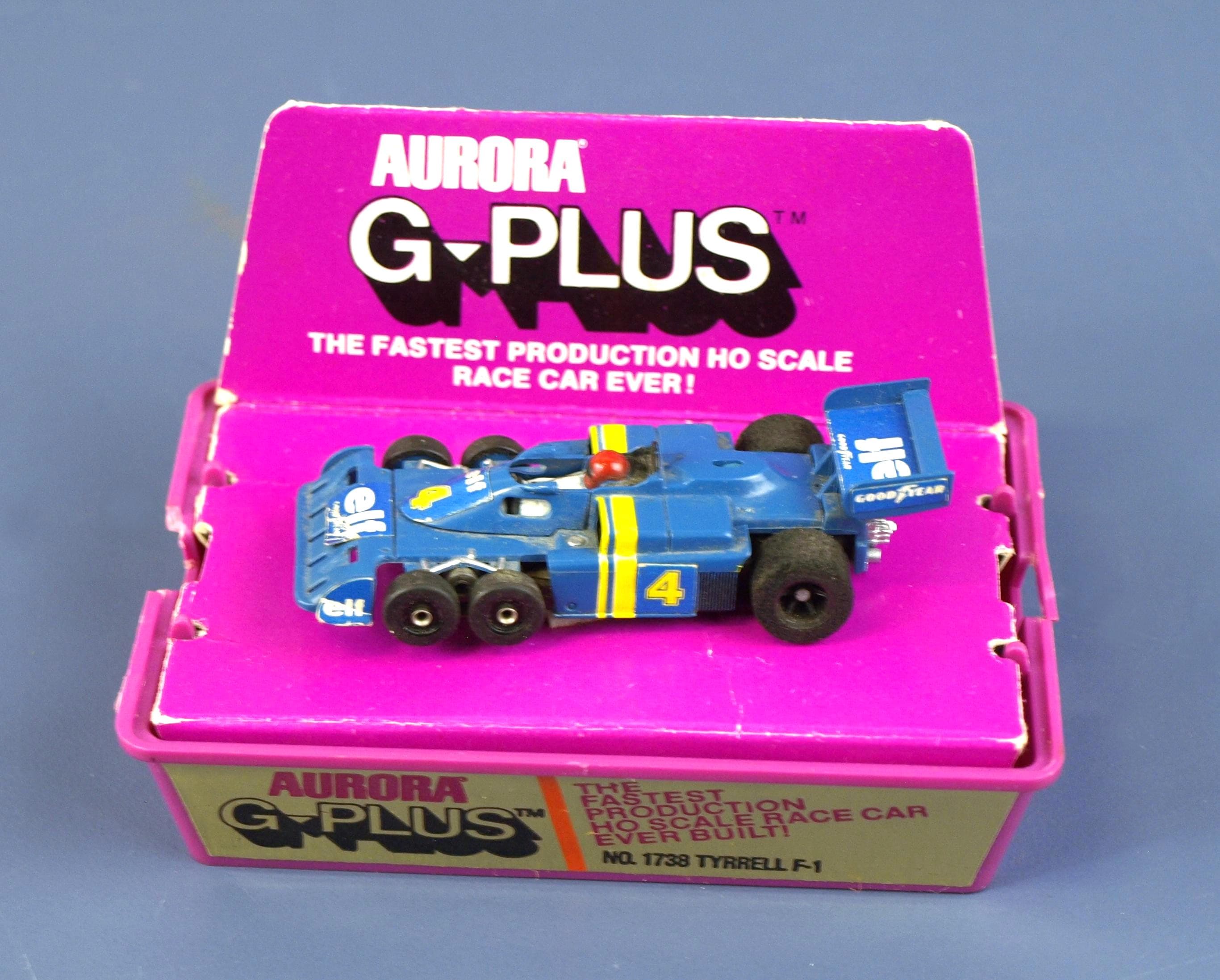 Vintage Aurora AFX G-plus #4 Tyrrell Elf HO Slot Car With Original