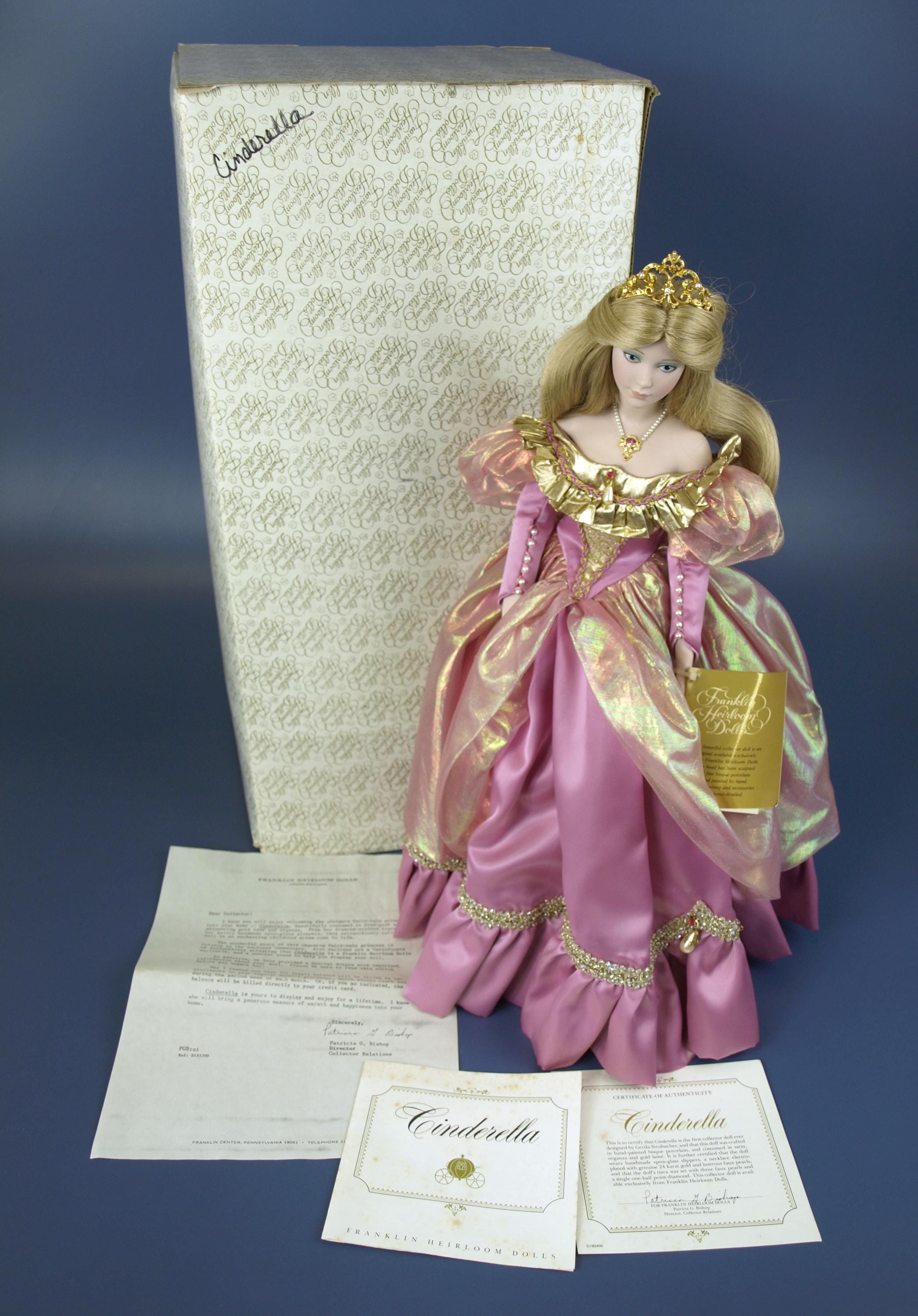 Vintage Franklin Heirloom Dolls Cinderella - Satin Pink Dress