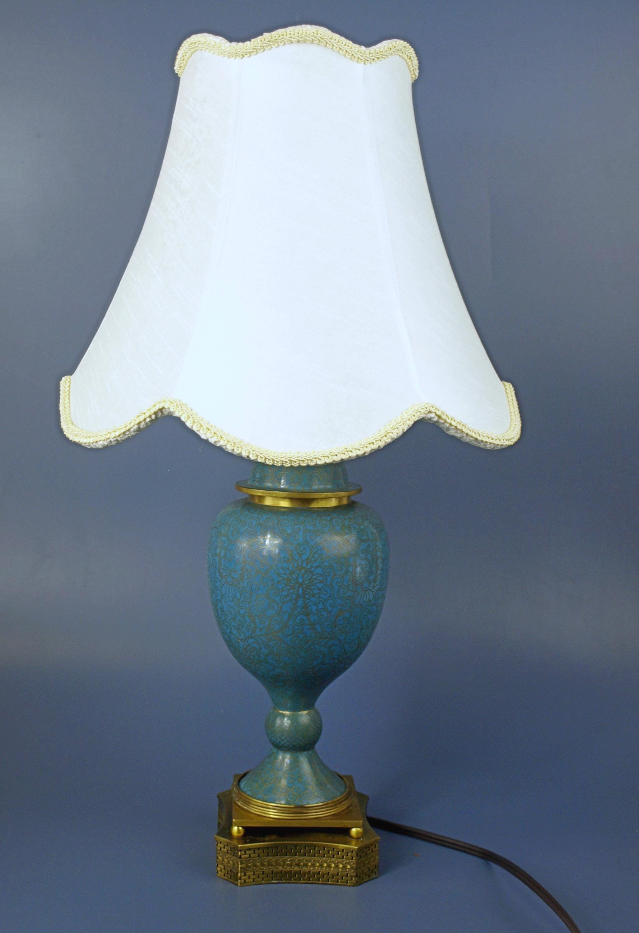 Antique Cloisonné Enamel Footed Ginger Jar Table Lamp (c. 1910s) W