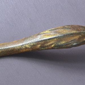 Antique Cast Iron Door Pull w/ Leaf Detail, Circa 1900's - 5.5" Long - Good+ Condition, Reclaimed Hardware