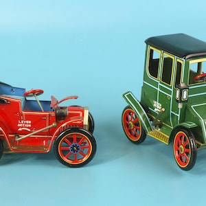 Vintage Masudaya Modern Toys Lithographed Wind Up Lever Action "Old Timers" Friction Toys Patent No. 27579 and 104210 | Sold Seperately