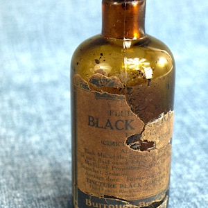 Antique Burrough Bros Black Cohosh Illinois Glass Co Amber Apothecary / Duggist Medicine Bottle