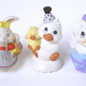 Vintage Porcelain Bisque Easter Figurines, Set of 3 - Easter Bunny, Ducks & Chick - Hand Painted - Very Good condition