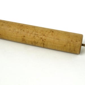 Vintage Maple Wooden Rolling Pin - Wood with Metal Spindle and Hole for Hanging