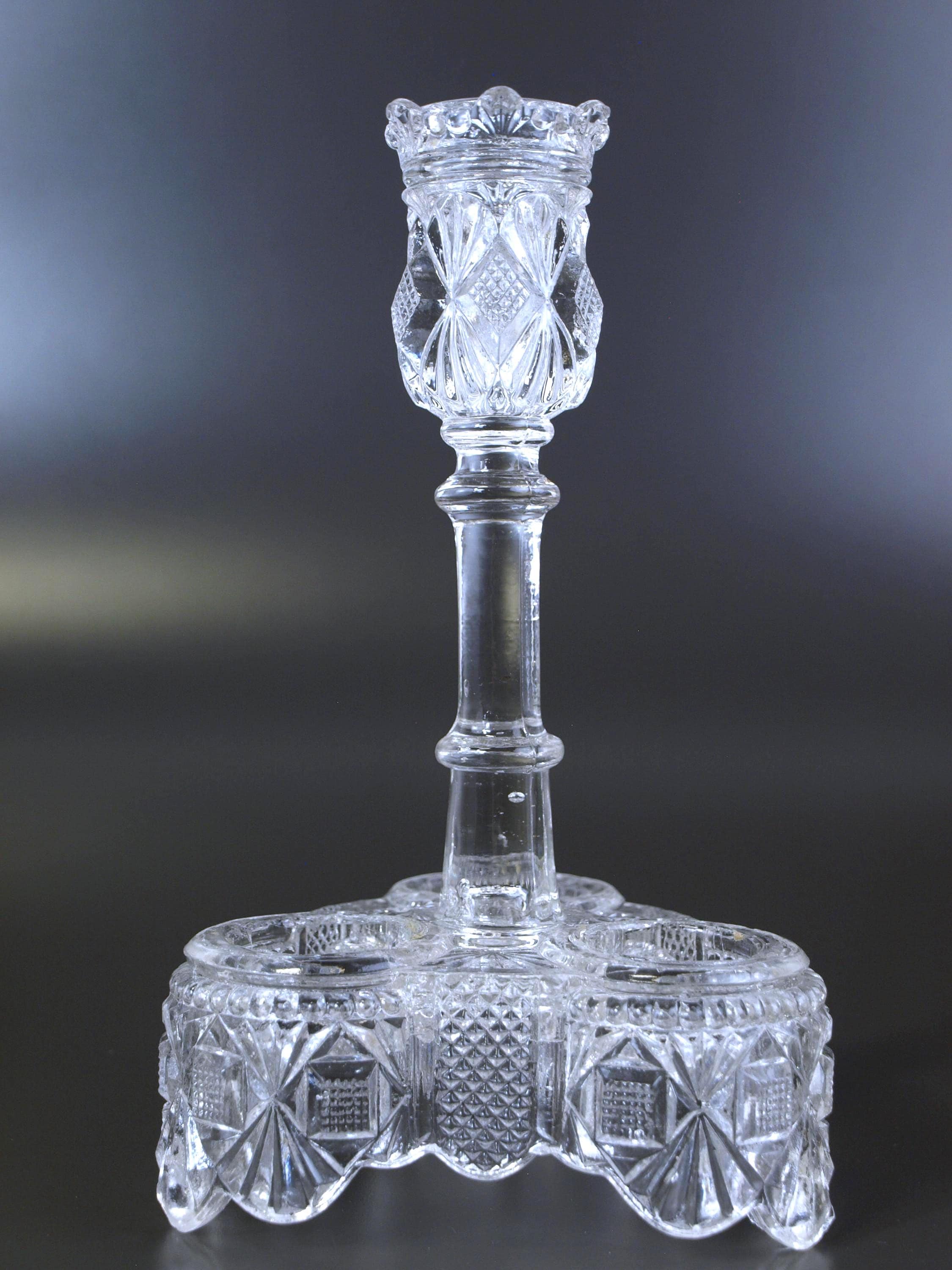 インドのシルバーコンディメント（塩、ペッパー容器）　アンティーク Antique Victorian Elson Glass Co EAPG Castor Condiment Set with