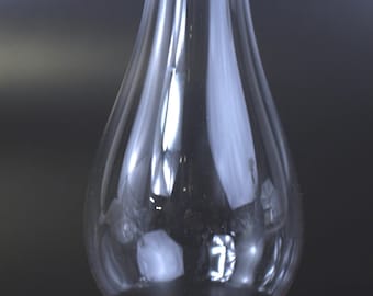 Antyczny, przezroczysty szklany komin lampy przeciwhuraganowej z koralikami i karbowaną górną częścią, wymienny klosz - średnica montażowa 3"