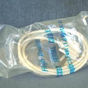 Vintage RS232 Serial Computer Cable - 6 ft Length in Original Package NOS - Two Male Ends