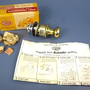 Vintage Corbin Standard-Duty Cylindrical Lock, "The Defender" Passage Door Set in Original Carton NOS | Wrought Brass & Chromium Plated