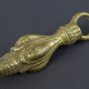 Vintage Ornate Cast Solid Brass Drawer Pull Drop - Drop Only, 3.25&quot; Long w/ .5&quot; Diam. Top Loop - For Parts or Restoration Project - VG