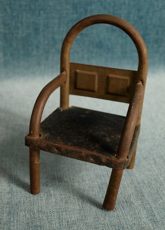 Vintage Pressed Tin Small Doll Chair Furniture 6 3/8 Etsy