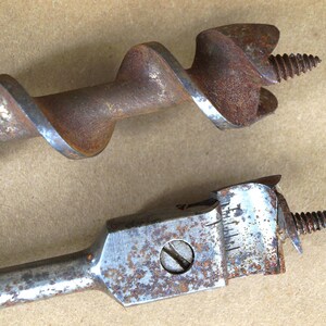 Vintage Greenlee Micro-Dial No. 6 Adjustable Expansive Drill Bit and No. 16 Auger Brace Bit 1" size image 2