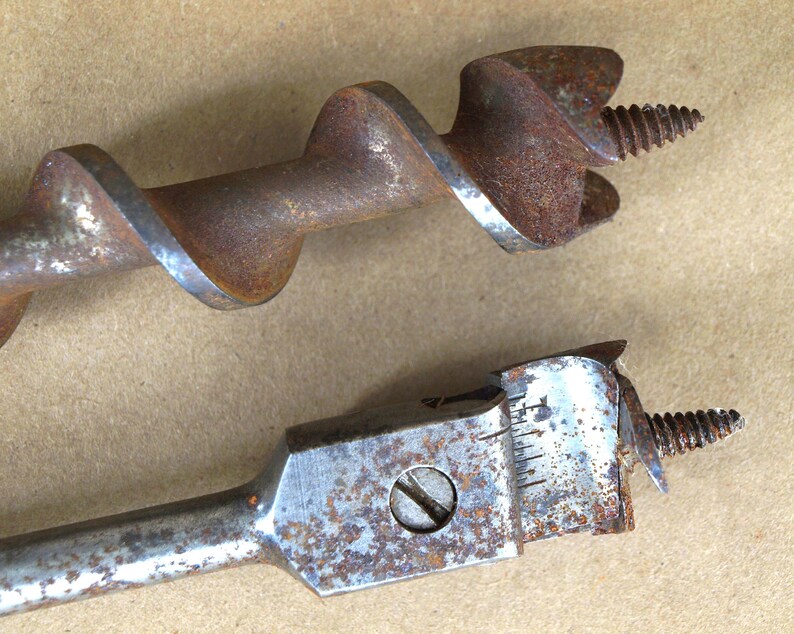 Vintage Greenlee Micro-Dial No. 6 Adjustable Expansive Drill Bit and No. 16 Auger Brace Bit 1" size image 2