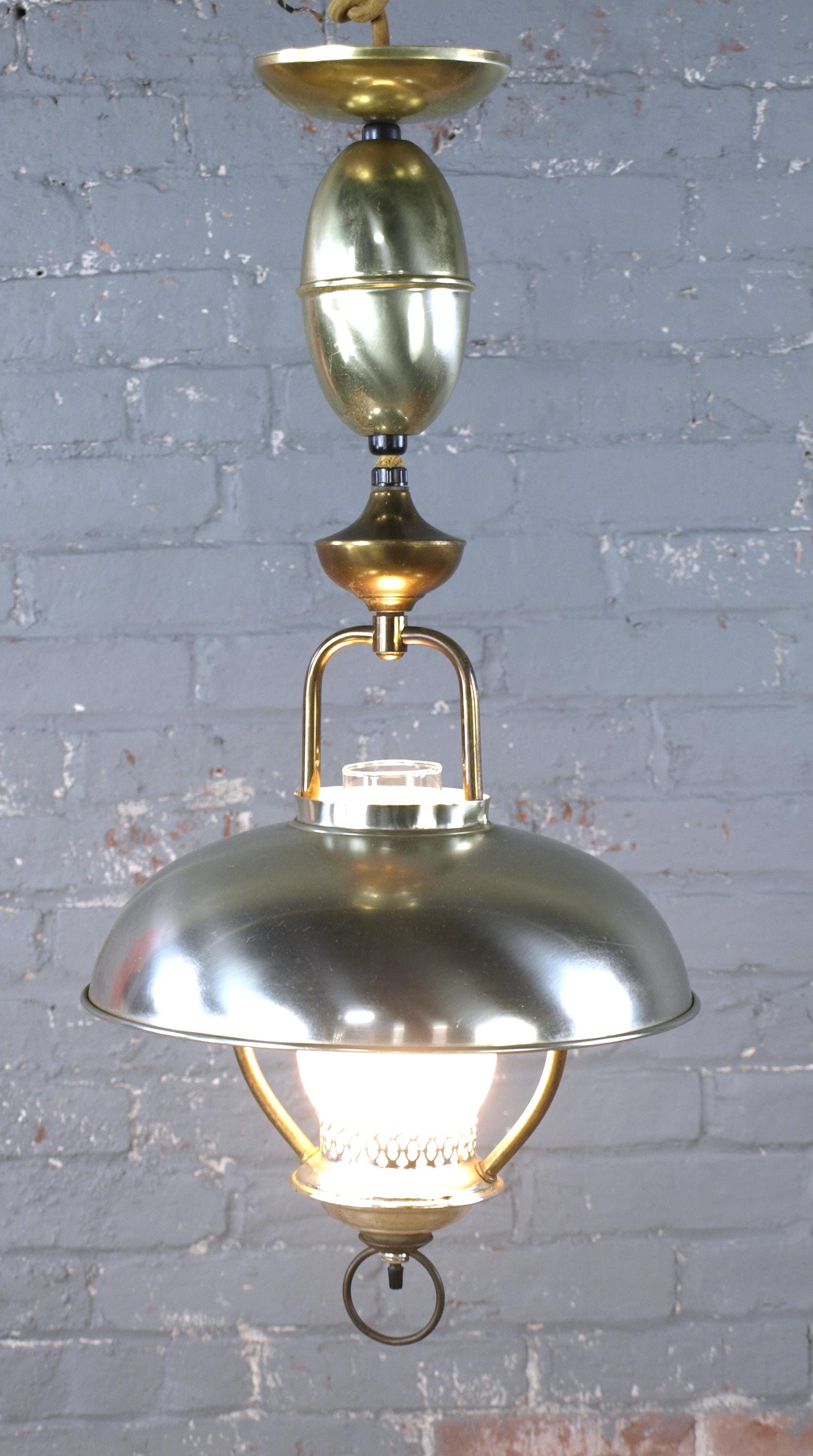 Vintage Pull Down & Retractable Mid Century Ceiling Light With